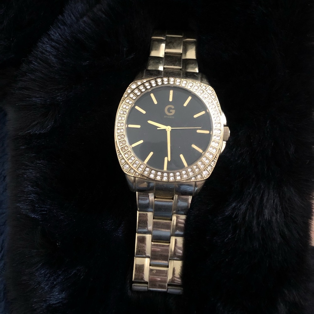 G By Guess Gold Tone Watch with Rhinestone Detail